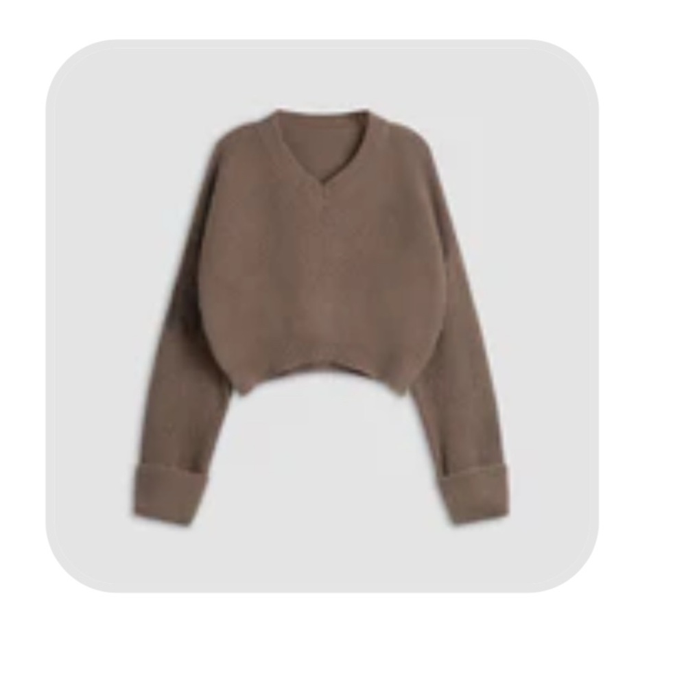Commense Brown V-Neck Sweater Relaxed Fit